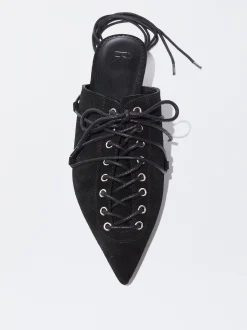 PARFOIS Raffinierter Modeschmuck|Kurze Ohrringe>Slingback-Schuhe Aus Leder Mit Schn&uuml;rung Schwarz