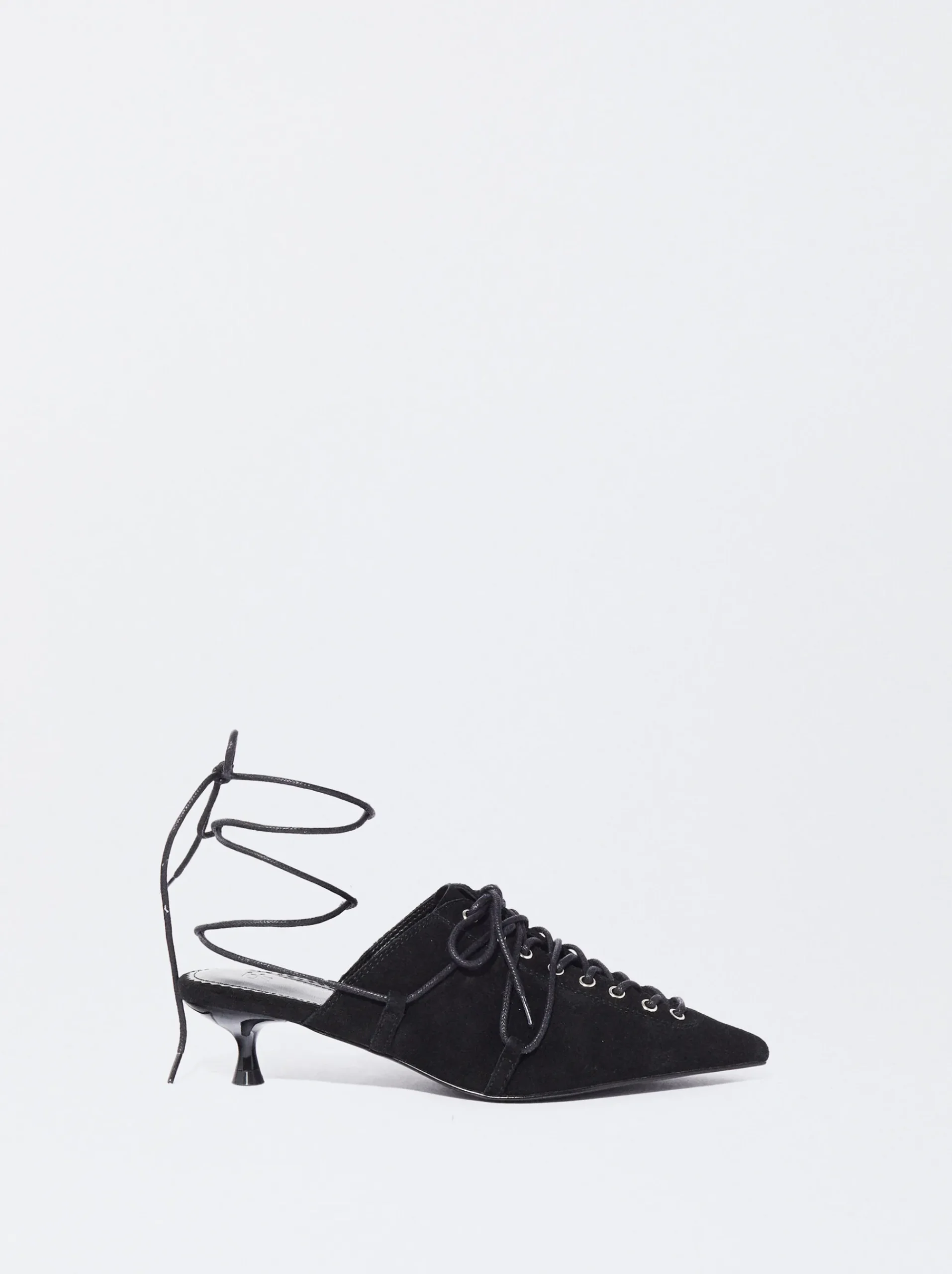 PARFOIS Raffinierter Modeschmuck|Kurze Ohrringe>Slingback-Schuhe Aus Leder Mit Schnürung Schwarz