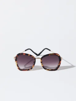 PARFOIS Kunststoff Sonnenbrille|Ovalem Sonnenbrille>Sonnenbrille In Schildpattoptik Braun