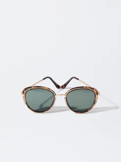 PARFOIS Printed>Sonnenbrille Mit Metallgestell Braun