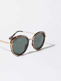 PARFOIS Printed>Sonnenbrille Mit Metallgestell Braun