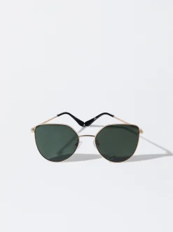 PARFOIS Printed>Sonnenbrille Mit Metallgestell Golden