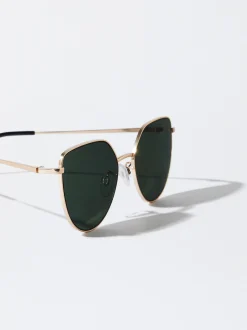 PARFOIS Printed>Sonnenbrille Mit Metallgestell Golden