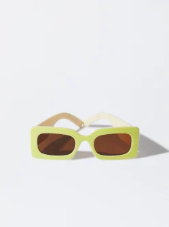 PARFOIS Kunststoff Sonnenbrille|Quadratische Sonnenbrille>Sonnenbrille Mit Viereckigem Gestell Gelb