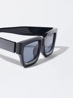 PARFOIS Kunststoff Sonnenbrille|Sechseckige Sonnenbrille>Sonnenbrille Mit Viereckigem Gestell Schwarz