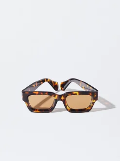 PARFOIS Kunststoff Sonnenbrille|Ovalem Sonnenbrille>Sonnenbrille Mit Viereckigem Gestell Braun