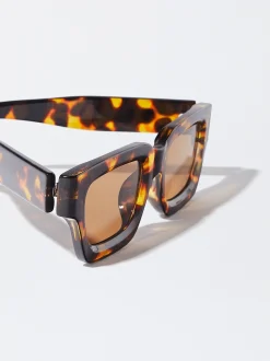 PARFOIS Kunststoff Sonnenbrille|Ovalem Sonnenbrille>Sonnenbrille Mit Viereckigem Gestell Braun