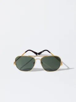 PARFOIS Printed>Sonnenbrille Mit Viereckigem Gestell Golden