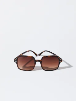 PARFOIS Kunststoff Sonnenbrille>Sonnenbrille Mit Viereckigem Gestell Braun