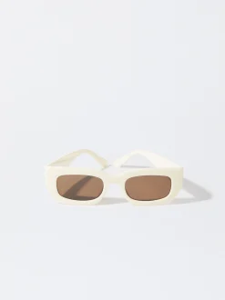 PARFOIS Kunststoff Sonnenbrille|Ovalem Sonnenbrille>Sonnenbrille Mit Viereckigem Gestell Beige