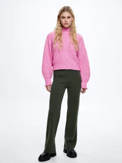 PARFOIS Basics|Strick>Strickhose Mit Elastischer Taille Gr&uuml;n