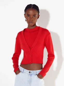 PARFOIS Hosen>Strickjacke Rot