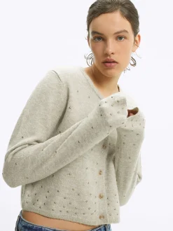 PARFOIS Hosen>Strickjacke Mit Applikationen Gr&uuml;n