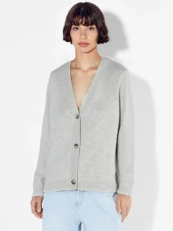 PARFOIS Lange Halsketten>Strickjacke Mit Kn&ouml;pfen Grau