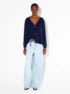 PARFOIS Hosen>Strickjacke Mit Kn&ouml;pfen Marineblau