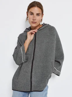 PARFOIS Basics|Strick>Strickponcho Mit Kapuze Schwarz