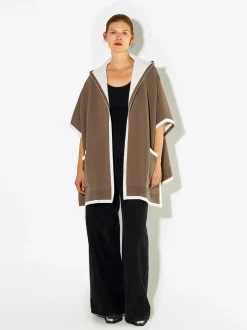 PARFOIS Tops und Shirts>Strick-Poncho Mit Kapuze Kamel