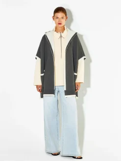 PARFOIS Tops und Shirts>Strick-Poncho Mit Kapuze Grau