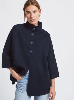 PARFOIS Ohrklemme>Strickponcho Mit Kn&ouml;pfen Blau