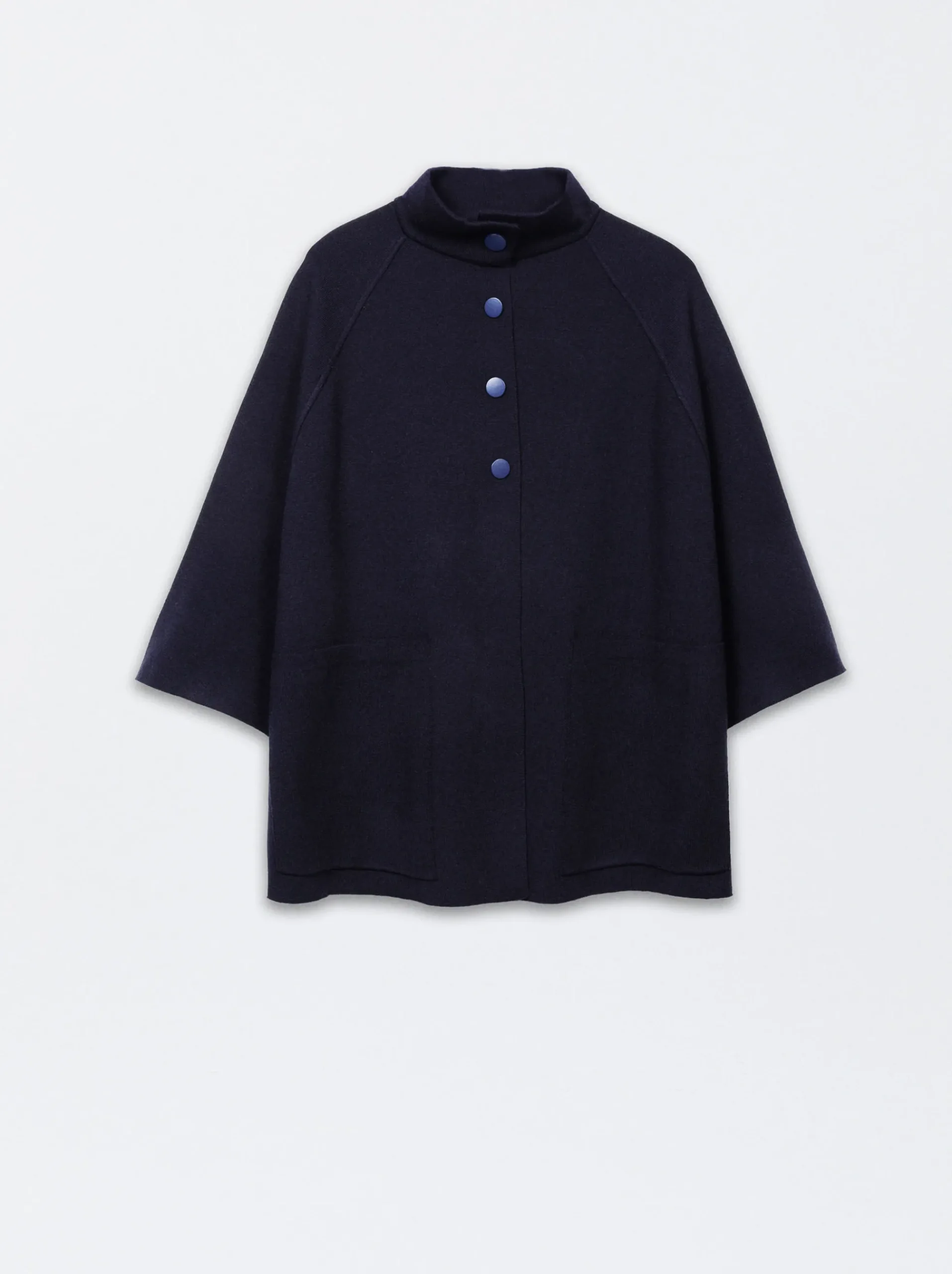 PARFOIS Ohrklemme>Strickponcho Mit Knöpfen Blau