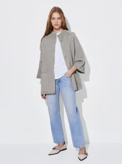 PARFOIS Lange Halsketten>Strickponcho Mit Rundhalsausschnitt Braun