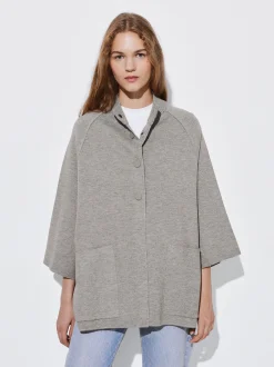 PARFOIS Lange Halsketten>Strickponcho Mit Rundhalsausschnitt Braun