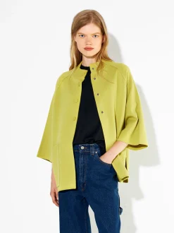 PARFOIS Tops und Shirts>Strickponcho Mit Rundhalsausschnitt Gelb