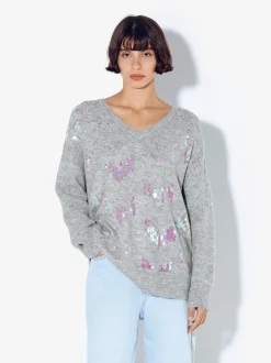 PARFOIS Weste>Strickpullover Mit Applikationen Grau