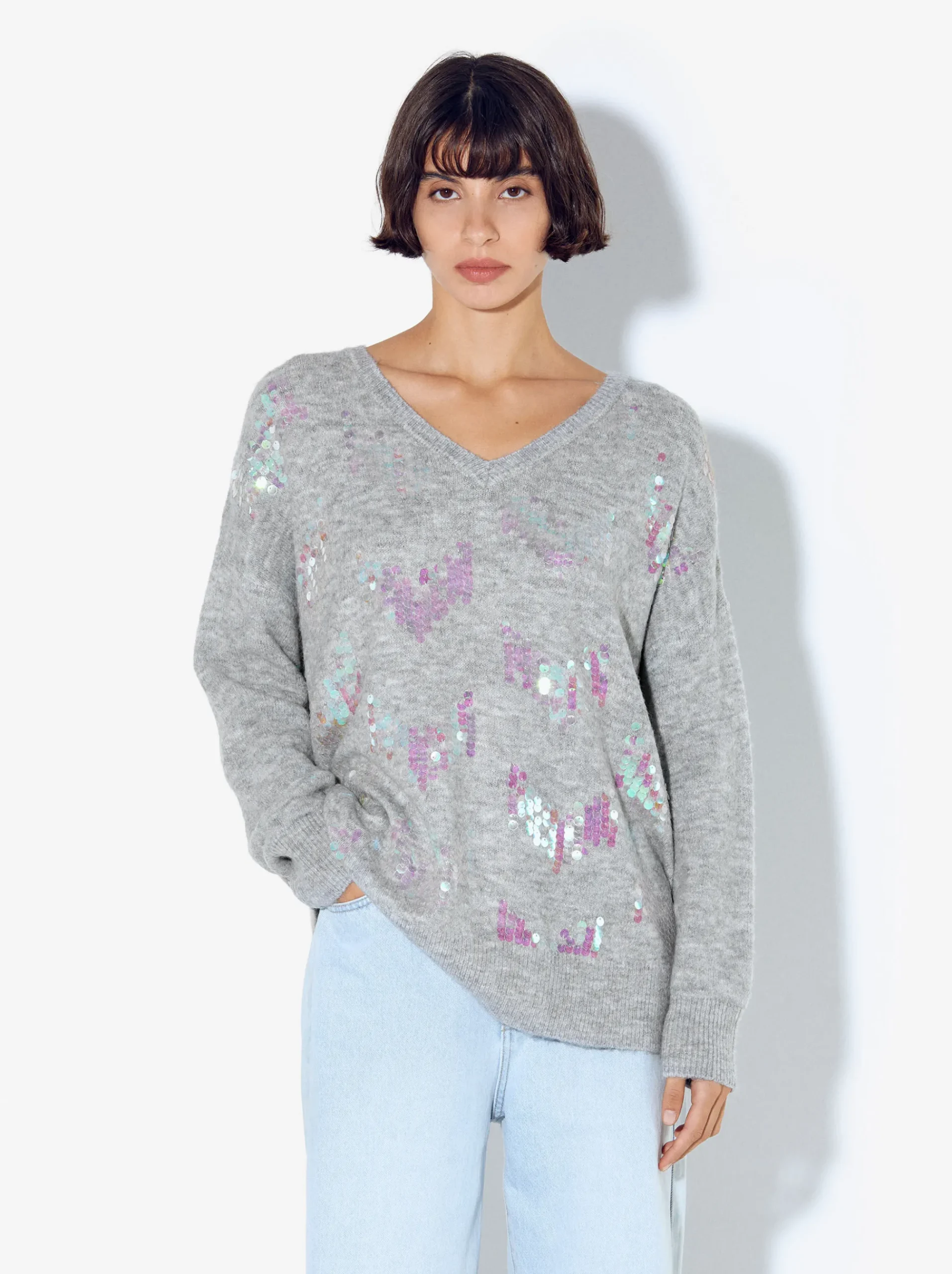 PARFOIS Weste>Strickpullover Mit Applikationen Grau