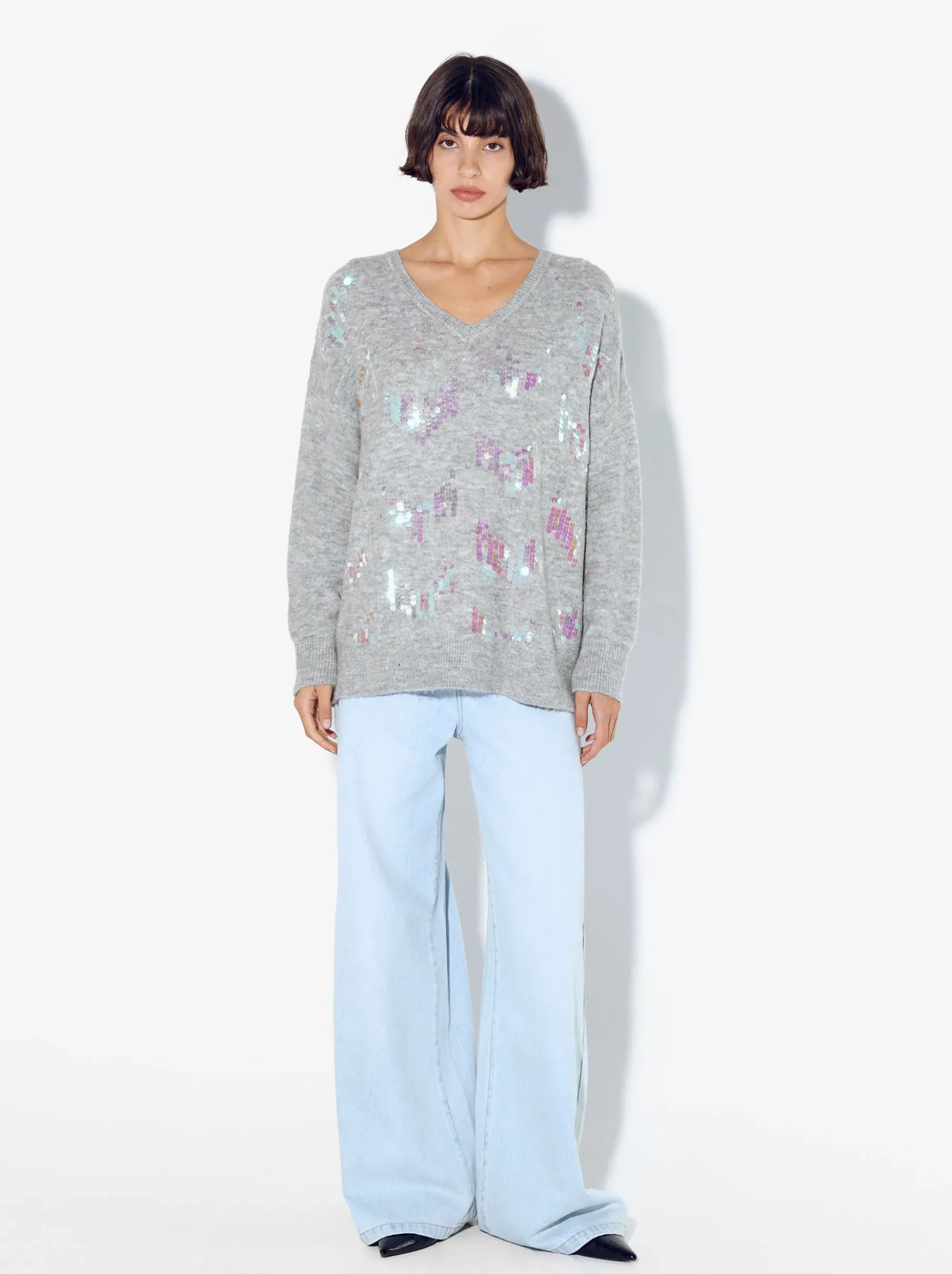PARFOIS Weste>Strickpullover Mit Applikationen Grau