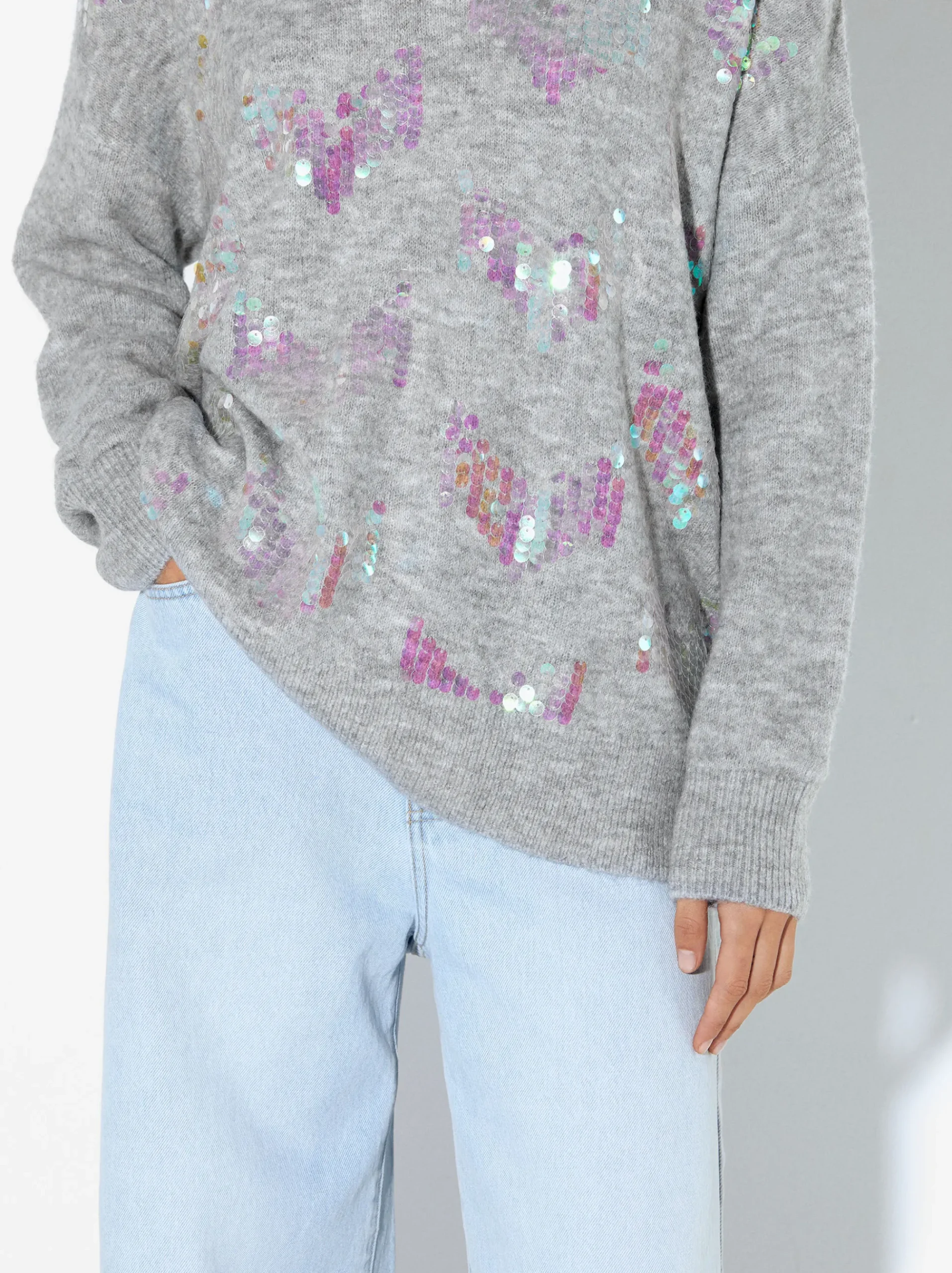 PARFOIS Weste>Strickpullover Mit Applikationen Grau