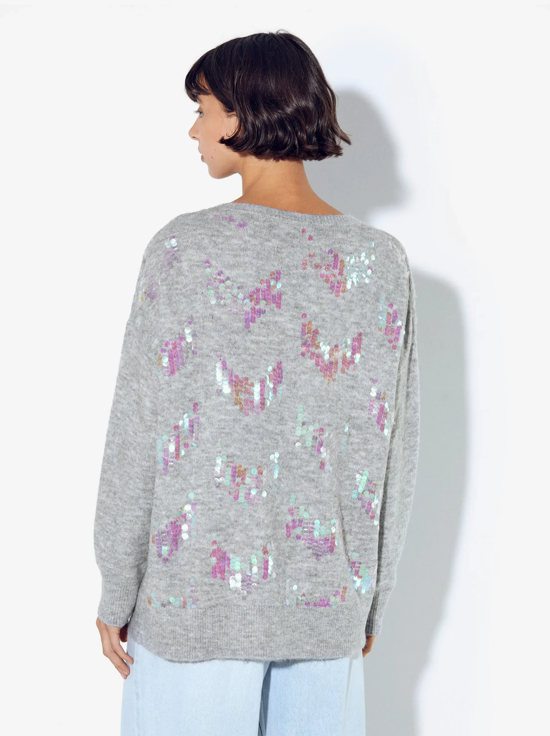 PARFOIS Weste>Strickpullover Mit Applikationen Grau