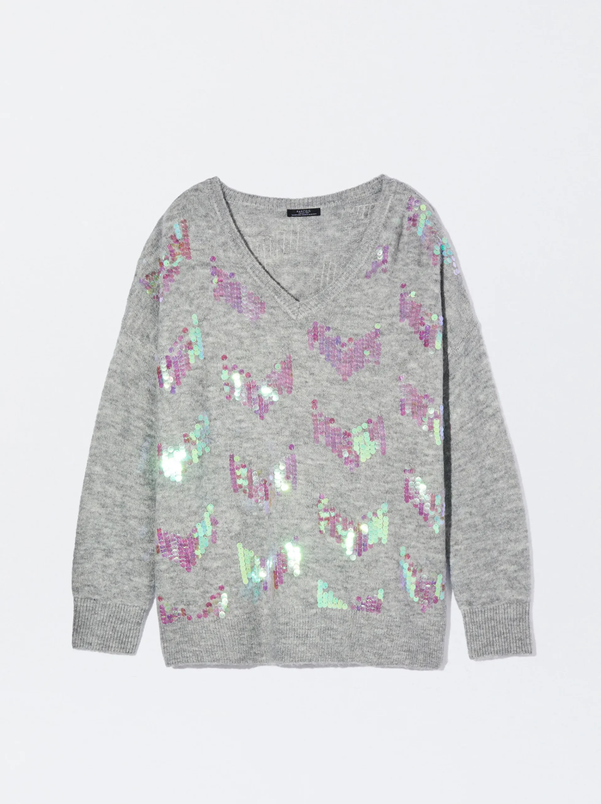 PARFOIS Weste>Strickpullover Mit Applikationen Grau