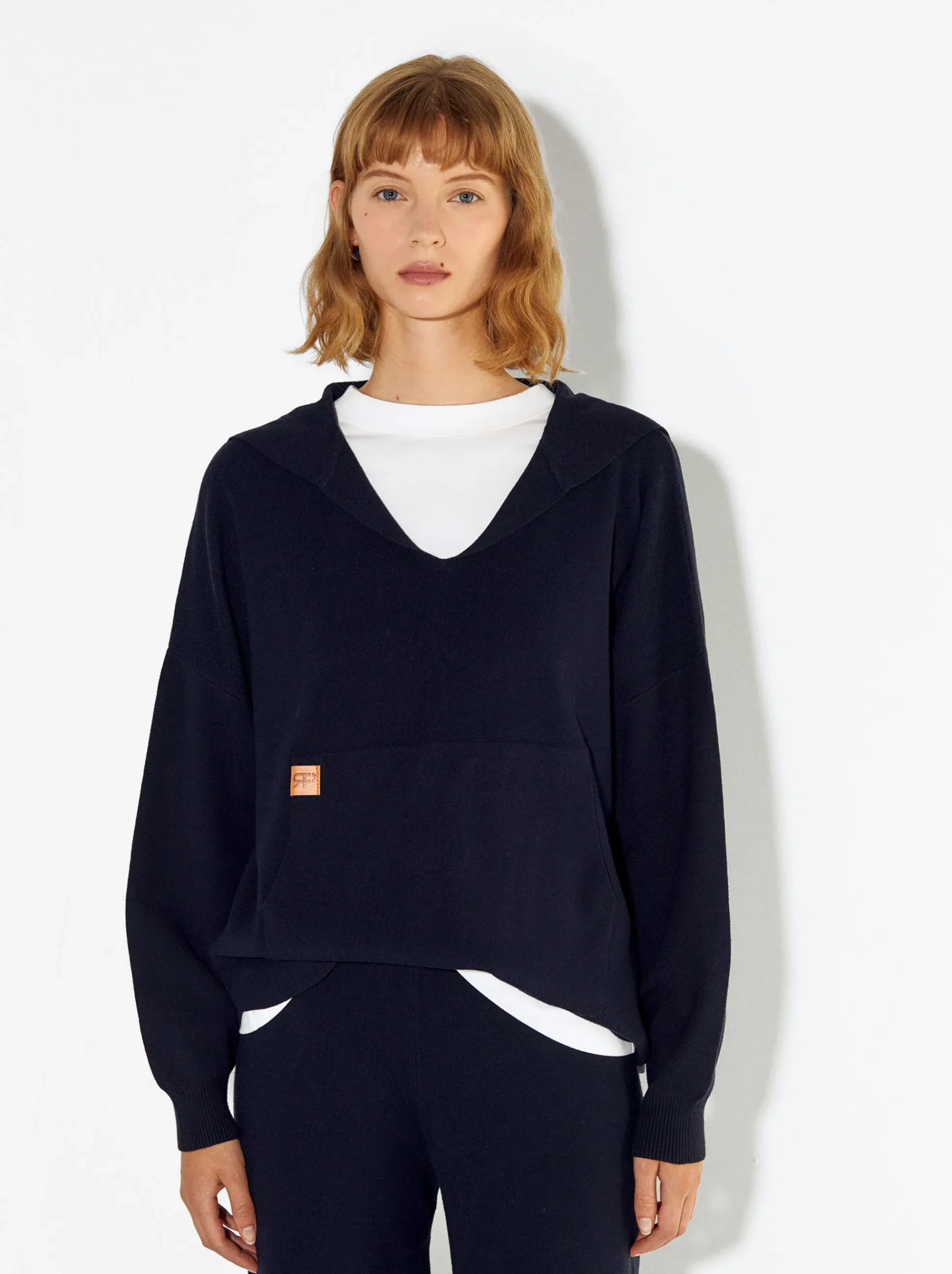 PARFOIS Lange Halsketten>Strickpullover Mit Kapuzen Marineblau