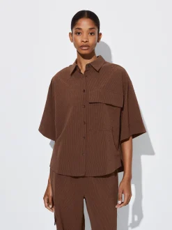 PARFOIS Basics|Strick>Strickpullover Mit Laschenausschnitt Braun