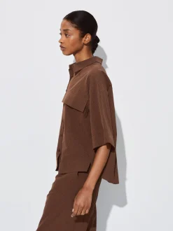 PARFOIS Basics|Strick>Strickpullover Mit Laschenausschnitt Braun