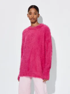 PARFOIS Tops und Shirts>Strickpullover Mit Rundausschnitt Fuchsia