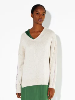 PARFOIS Lange Halsketten>Strickpullover Mit V-Ausschnitt Beige