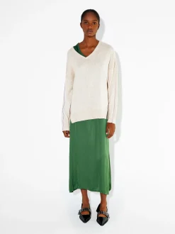 PARFOIS Lange Halsketten>Strickpullover Mit V-Ausschnitt Beige