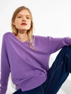PARFOIS Lange Halsketten>Strickpullover Mit V-Ausschnitt Violett