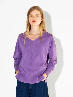 PARFOIS Lange Halsketten>Strickpullover Mit V-Ausschnitt Violett