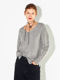 PARFOIS Strick|Pullover Und Jacke>Strickpullover Mit V-Ausschnitt Grau