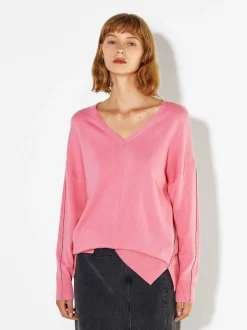 PARFOIS Lange Halsketten>Strickpullover Mit V-Ausschnitt Rosa
