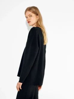 PARFOIS Basics|Sweatshirts>Strickpullover Mit V-Ausschnitt Schwarz