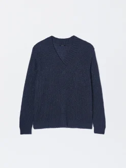 PARFOIS Lange Halsketten>Strickpullover Mit Wolle Blau