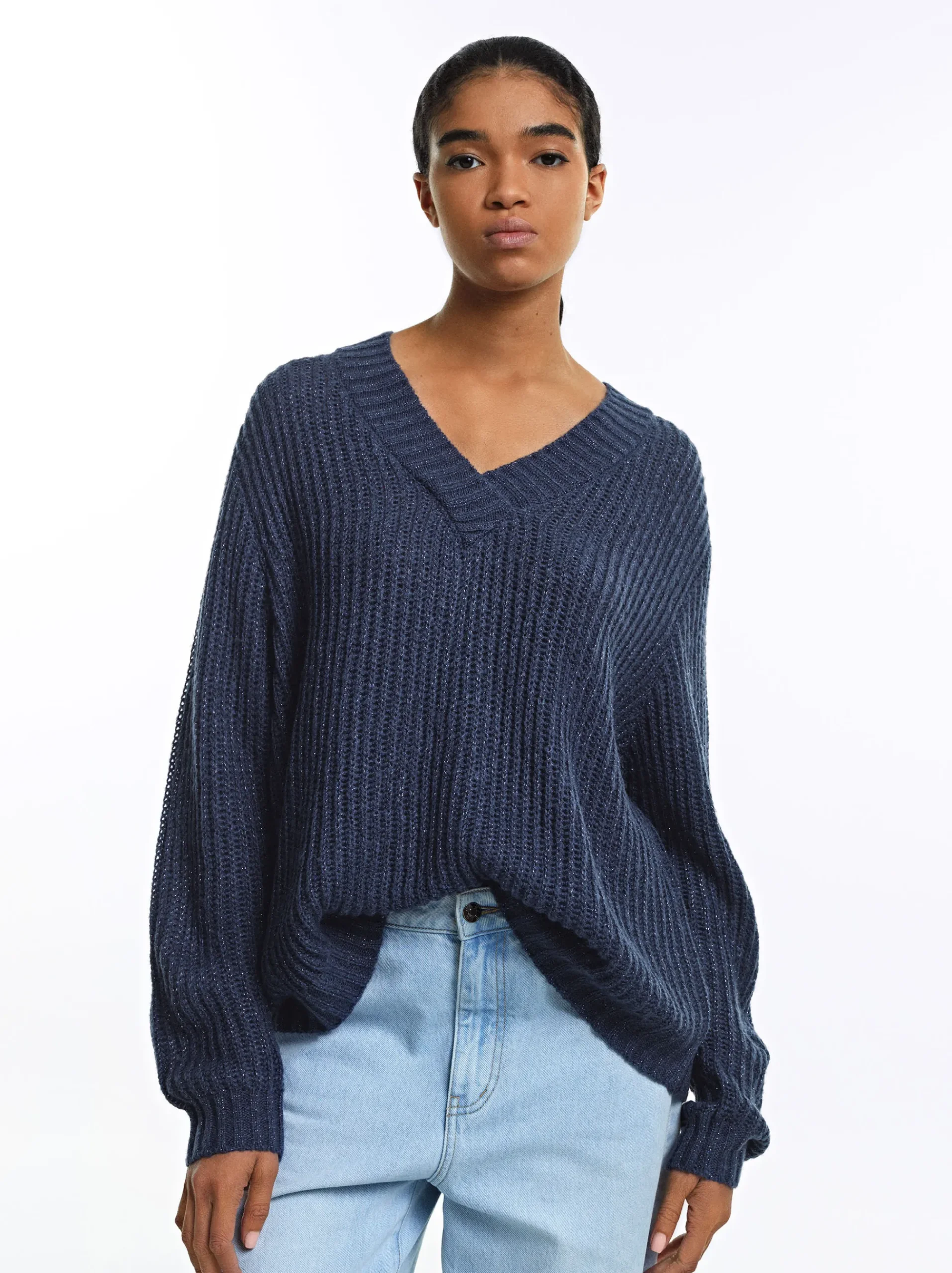 PARFOIS Lange Halsketten>Strickpullover Mit Wolle Blau