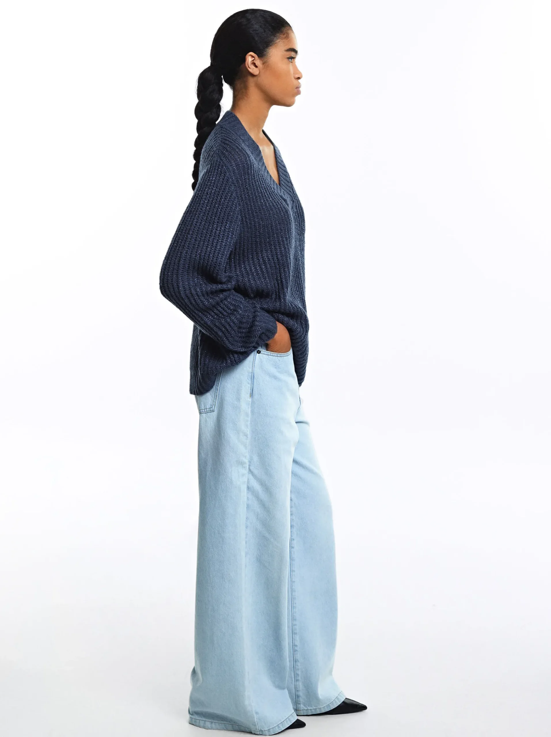 PARFOIS Lange Halsketten>Strickpullover Mit Wolle Blau