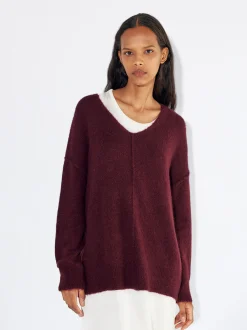 PARFOIS Basics|Strick>Strickpullover Mit Wolle Bordeaux