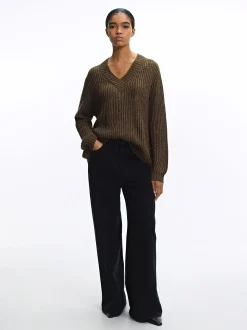 PARFOIS Lange Halsketten>Strickpullover Mit Wolle Khaki