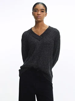 PARFOIS Lange Halsketten>Strickpullover Mit Wolle Schwarz